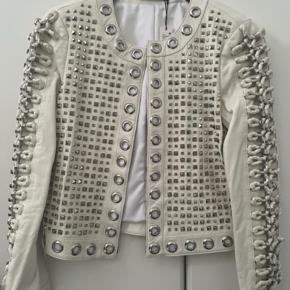 Alice and olivia leather studded jacket